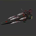 Futuristic Sci Fi Spaceship Model Showcasing Green Red Colors Streamlined Design And Mechanical Details
