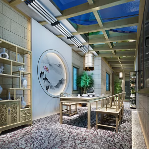New Chinese Sunshine Room Sunshine Room Tea Room 3d model