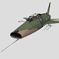 Camouflage Military Fighter Jet with 0011 Number Cockpit Emblem and Mounted Weapons