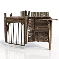 Traditional Wooden Carriage With Fence Like Doors And Classic Wooden Frame Design