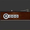 Wooden Vinyl Record Player With Black Turntable Tonearm And Control Knobs