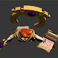 Woman With Red Hair White Gold Outfit Golden Headdress Purple Gem Staff And Open Book