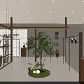 Modern Clothing Store Interior With Mannequins Clothing Racks Sofa Plants And Wooden Decor
