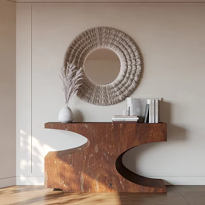 Image Shows Console Table Mirror And Decor Without Ceiling 3d model
