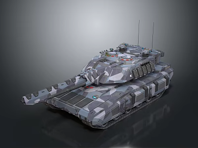 Modern Military Tank With Camouflage Pattern Main Gun Antenna And Armored Hull 3d model