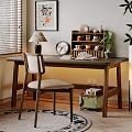 Cozy Home Office Desk With Chair Table Lamp Clock Books Wall Art And Plants