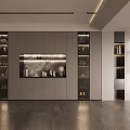 Modern Dining Room Sideboard Design With Marble Panel Glass Doors And Wine Racks