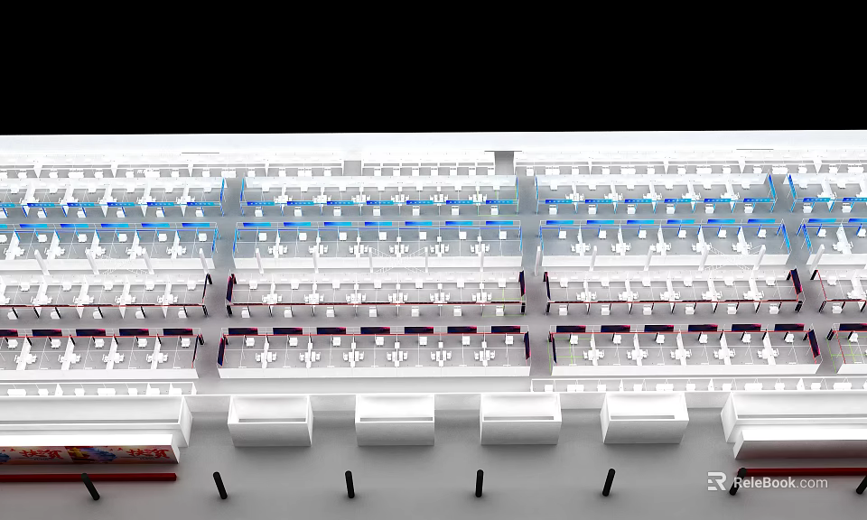 Public Waiting Area Layout With Rows Of Seats And Central Passageways Design 3d model 