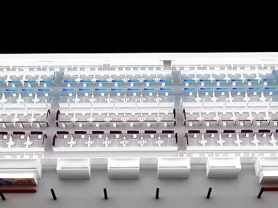 Public Waiting Area Layout With Rows Of Seats And Central Passageways Design 3d model