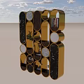 Geometric Modern Bookcase With Circular Oval Compartments Wood Marble Gold Frame Books Plants Decor