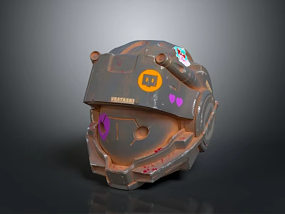 Unique Rustic Helmet with Vintage Design Colorful Decorations and Rusty Finish for Stylish Apparel 3d model