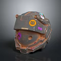 Unique Rustic Helmet with Vintage Design Colorful Decorations and Rusty Finish for Stylish Apparel