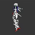 Detailed White Blue Red Gundam Robot Model With Armor And Joint Design
