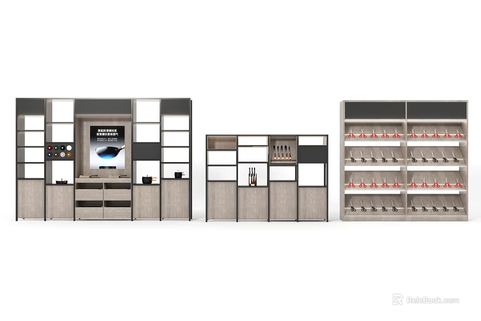 Modern Showcase Shelves With Screen Display Cabinets And Wine Bottle Racks 3d model