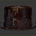 Steampunk Vintage Leather Hat With Cross Straps Metal Goggles Chain Details And Copper Accents