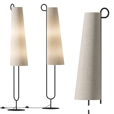 Modern Minimalist Floor Lamp With Linen Shade And Metal Stand Design Style 3d model