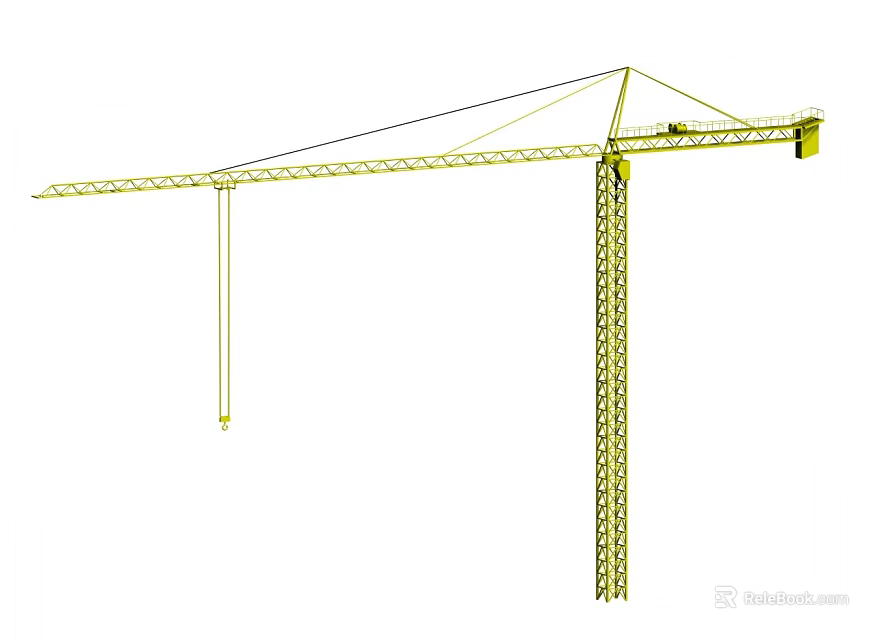 Tower Crane Industrial Equipment with Tall Steel Structure and Long Lifting Boom 3d model 