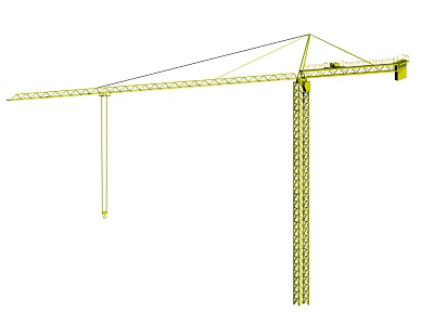 Tower Crane Industrial Equipment with Tall Steel Structure and Long Lifting Boom 3d model