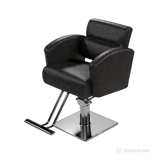 Professional Black Leather Barber Chair With Chrome Metal Base For Salon 3d model 