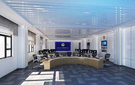 Modern Monitoring Room Traffic Police Media Center 3d model