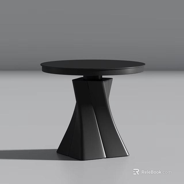 Modern Single Chair With Unique Geometric Base And Round Black Seat Design 3d model 