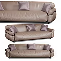 Comfortable Multi Person Leather Sofa With Plush Cushions And Modern Design 3d model