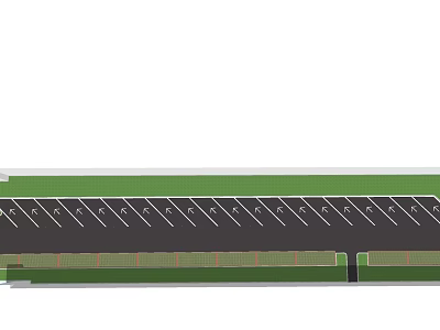 Parking Lot Layout With Arranged Spaces Green Area And Central Lane 3d model