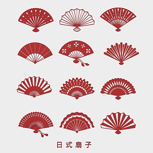 Fan Japanese Folding Fan Pu Fan Bamboo Fan Paper Fan Hand-painted Fan Pattern Silhouette 3d model