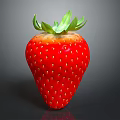 Fresh Red Strawberry With Green Leaves And Seeded Surface On Dark Background