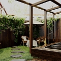 Modern Garden Home Courtyard 3d model