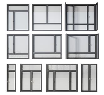 Modern casement window aluminum alloy window combination 3d model