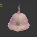 Classic White Helmet With Golden Spire Top And Decorative Bands