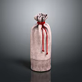 Light Gray Fabric Storage Bag With Red String Closure Soft Cloth Material For Home Organization 3d model