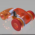 Red Orange Transparent Mechanical Equipment With Smooth Connected Components And Design 3d model