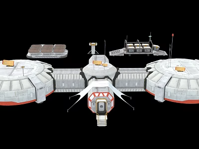 Industrial Equipment Space Station Module With Satellite Dishes And Solar Panels 3d model