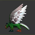 Vibrant 3D Dragon Animal Art With Green Body Blue Red Wings Detailed Design