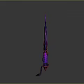 Fantasy Weapon Design With Purple Orange Flame Effects And Intricate Structure