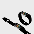 Smart Bracelet with Health Monitoring Display and Black Wristband Design
