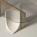 Modern Coffee Table Design With Glass Top And Geometric Stone Support Structure 3d model
