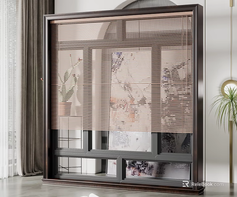 Elegant Venetian Blinds For Window In Modern Interior With Decorative Elements 3d model 