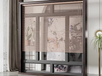 Elegant Venetian Blinds For Window In Modern Interior With Decorative Elements 3d model