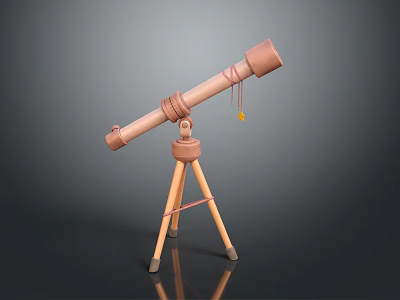 Vintage Copper Tripod Telescope for Viewing Stunning Scenic Landscapes and Skies 3d model