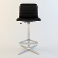 Modern Black Leather Bar Stools With Sleek Metal Cross Base Design 3d model