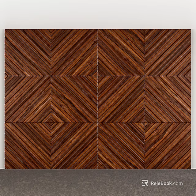 Wooden Wall Panel With Herringbone Geometric Pattern And Dark Brown Texture 3d model