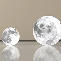 Moon Shaped Floor Lamps Large and Small on Light Background with Reflection 3d model
