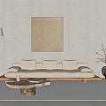Sofa Coffee Table Set Dried Branch Hanging Picture 3d model
