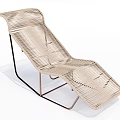 Stylish Modern Woven Beige Lounge Chair With Black Metal Frame Design
