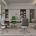 Modern Spacious Executive Office Interior Design With Comfortable Chairs And Custom Storage Cabinets