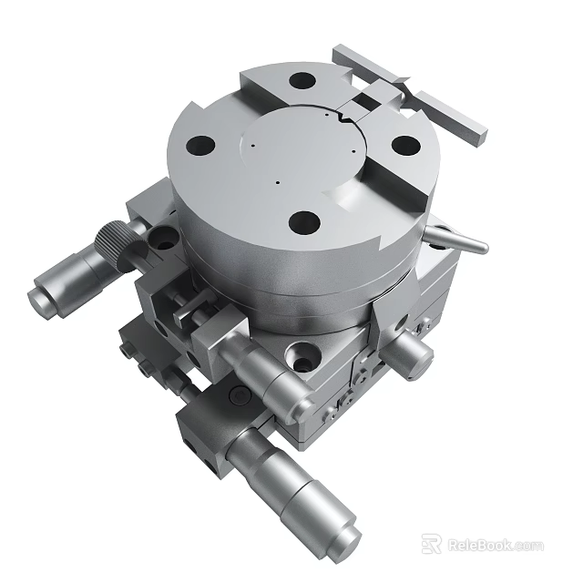 Precision Metal Mechanical Fixture With Cylindrical Parts And Multiple Holes 3d model 
