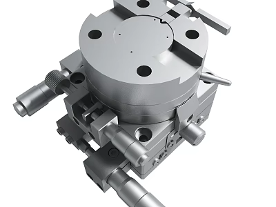 Precision Metal Mechanical Fixture With Cylindrical Parts And Multiple Holes 3d model